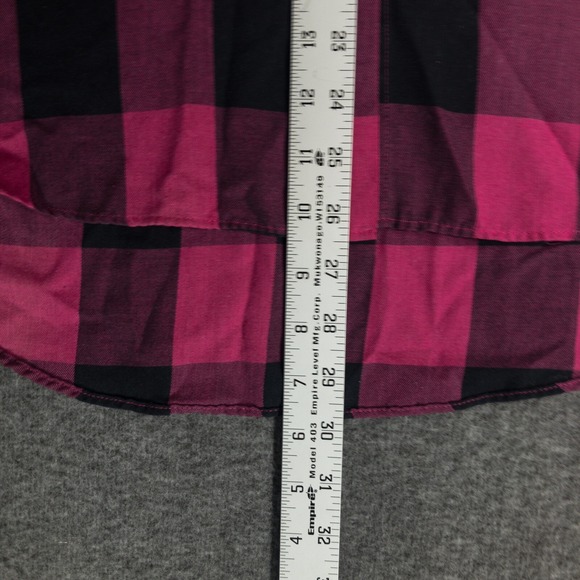 Vintage Directions by Brooks Womens M Pink Black Plaid Button Up Shirt Grunge - Picture 8 of 10